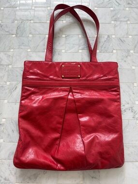 Marc Jacobs Red Leather Pleated Tote